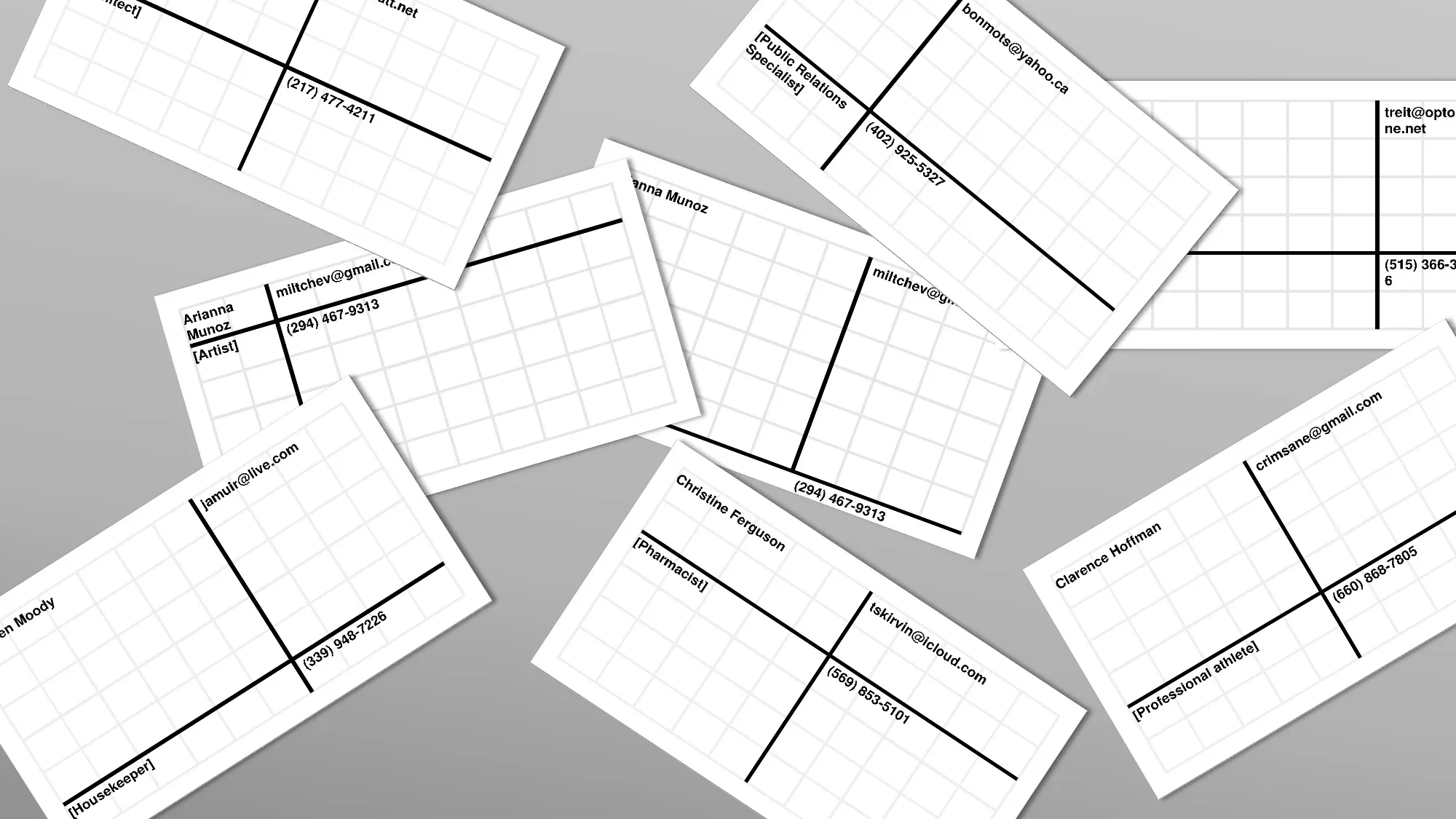 A business card generator with very simple grid system.